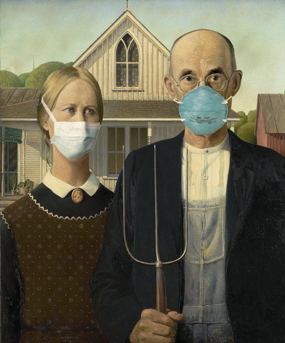 American Gothic with masks