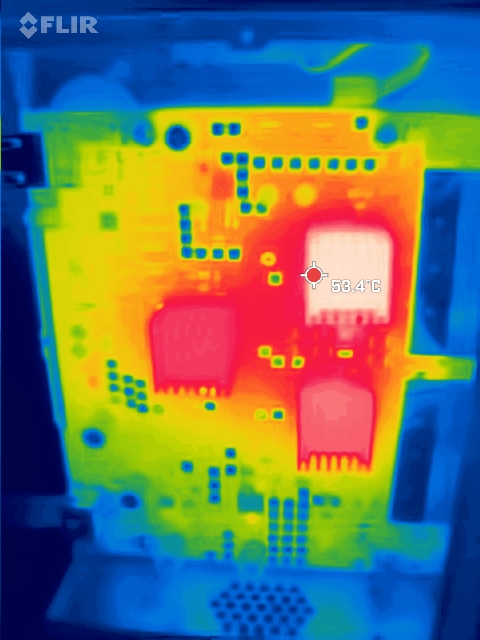 thermal image showing the top right heatsink temperature